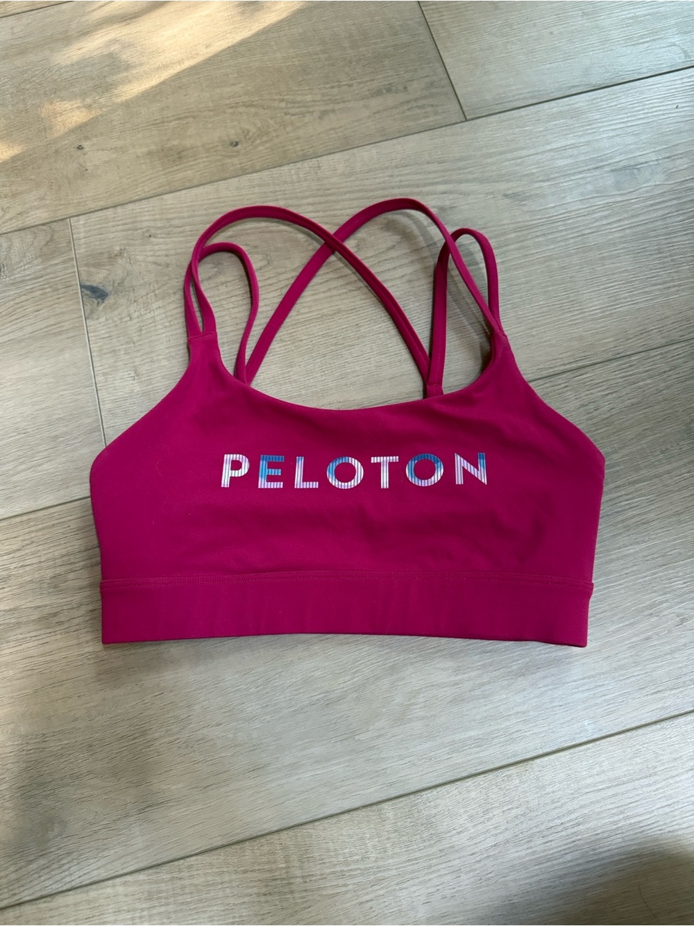 Peloton Magenta Crisscross Strappy Sports Bra